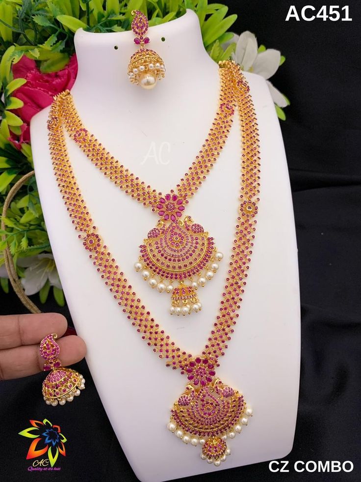 Rhodium Gold and Shine Necklace Set