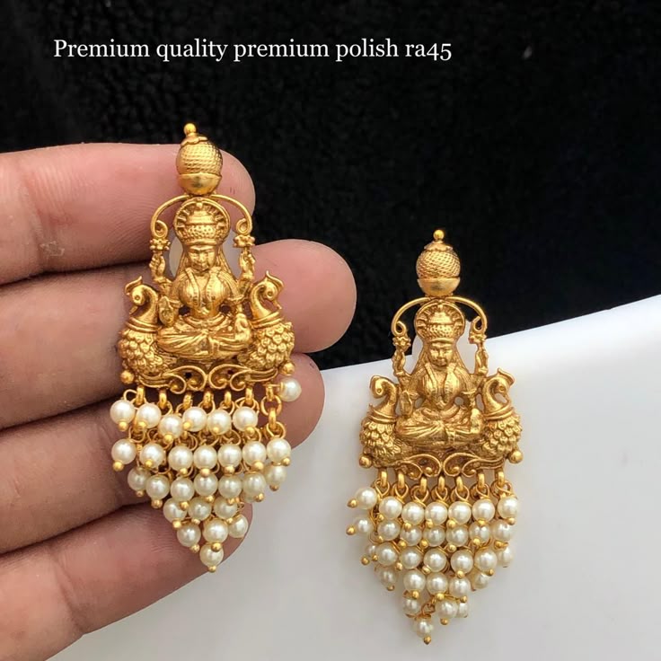 Hanging Moti With Kemp Look Earrings