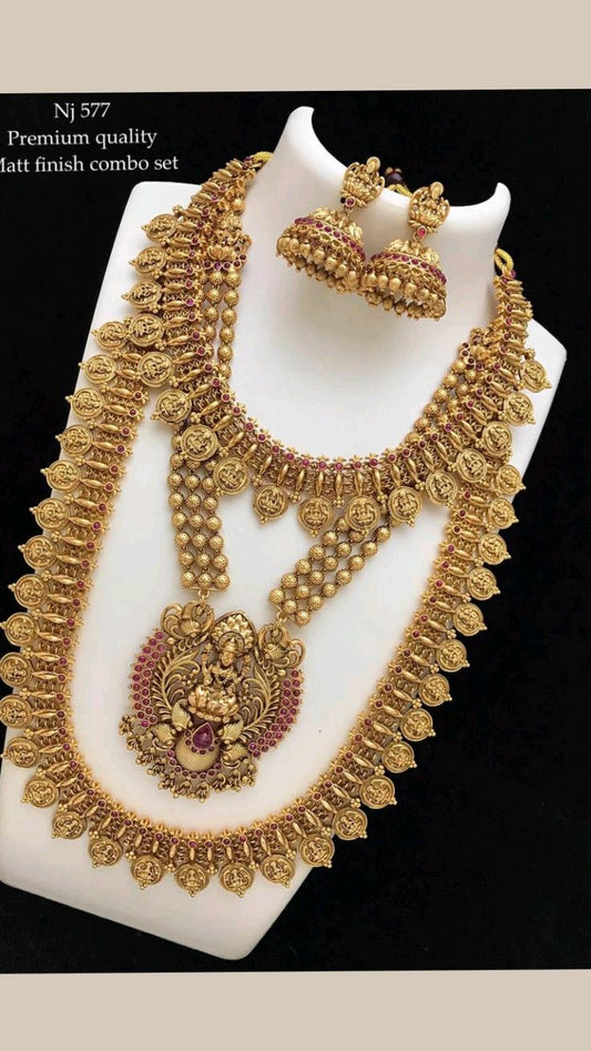 Combo Gold plated Nagina Necklace set