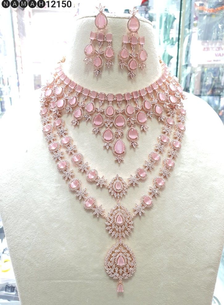 Pink and Diamond Necklace Set