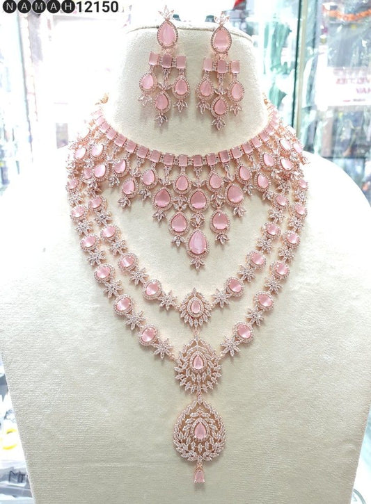 Pink and Diamond Necklace Set